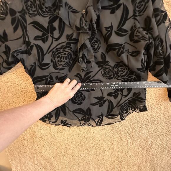 Women's Y2K Black Velvet Burnout Floral Top Sz XL Whimsigoth Fairy Goth Witchy - Picture 14 of 16